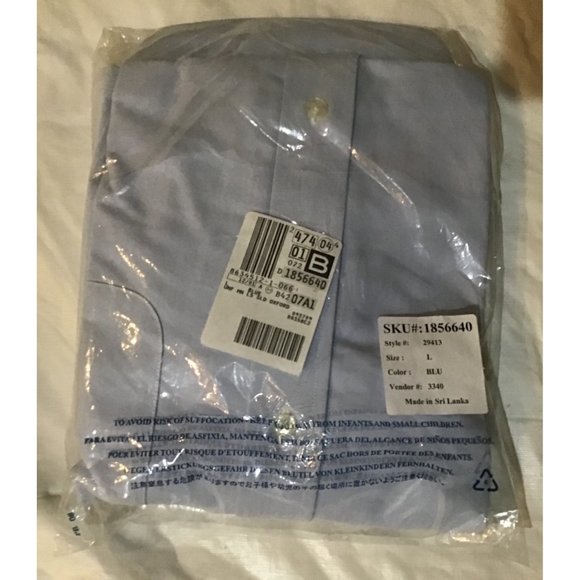 Lands' End Oxford Blue Long Sleeve Shirt Men's Large 16-16.5 New - Picture 2 of 3